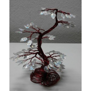 Albero stile bonsai portafortuna  con foglie argentate (artigianale)