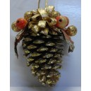 Pigna Natalizia con brillantini e decori / H 17 cm.