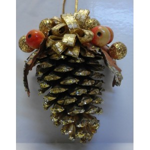 Pigna  Natalizia   con   brillantini e decori / H 17 cm.