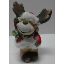 Alce BABBO NATALE in resina  / H 14,5 cm