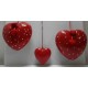 Addobbi set "2 CUORI  ROSSI  in cartapesta 1 CUORE plastica "  SAN VALENTINO