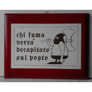 Quadretto in legno spiritoso "Antifumo"  (nuovo)
