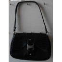 BORSETTA POCHETTE in pelle sintetica nera stampa pelle serpente / donna a mano