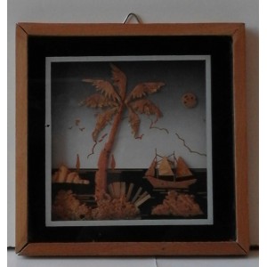 Cornice in legno  con PAESAGGIO di MARE  in SUGHERO