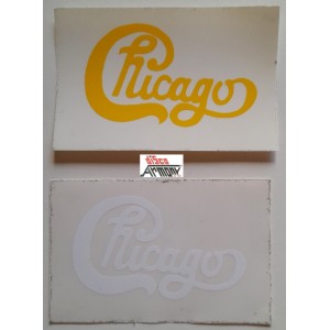 Adesivo  logo gruppo   "CHICAGO"  (9.5 X 6 cm. / anni '80 / VINTAGE / 2 pezzi)
