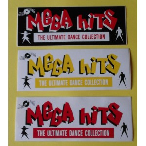 Adesivo  "MEGA HITS  The ultimate collection "  ( cm. / VINTAGE  / 3 pezzi)