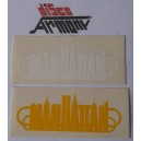 Adesivo  "logo   MANHATTAN "  (12,5 X 5,0   cm. / VINTAGE  / 2 pezzi)