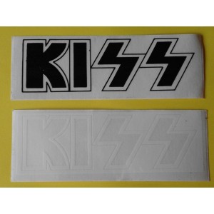 Adesivo  band  "KISS "    (Vintage / '80  / 18,0 X6,5 cm. circa  / 2 pezzi)