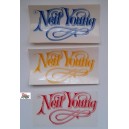 Adesivo  cantante  "NEIL YOUNG"  (Vintage / '80 / 10,5 X 19,0  cm. circa /3 pz)