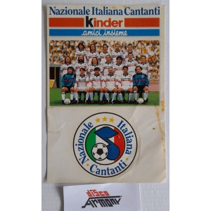 Adesivo "NAZIONALE ITALIANA CANTANTI / KINDER amici insieme"  (vintage  / '80  /  cm. circa)