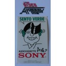Adesivo "SONY Audiocassette A.la? /SENTO VERDE" (vintage / cm. circa)