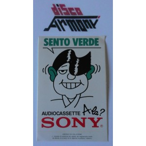 Adesivo  "SONY Audiocassette A.la? /SENTO VERDE" (vintage  / 12 X 8  cm. circa)