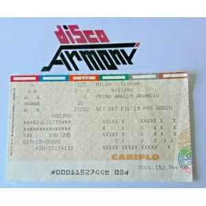 MILAN  - SLOVAN    4/11/92  biglietto  partita   (vintage)