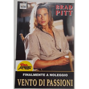Adesivo promo "BRAD PITT - VENTO DI PASSIONI"   (Vintage / 15,0  X  22,0 cm. circa )