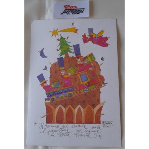 Cartolina - calendario   "Il trenino del Natale scala il panettone.."  anno 2013