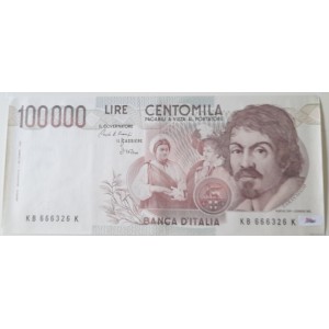 Lire  CENTOMILA  (100.000)  -   Poster promo   (98,0  X  44,0   cm. circa)
