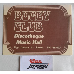 BOGEY CLUB  discoteca PARMA  '70    Adesivo  NUOVO   (11,0   X  8,0   cm. circa)