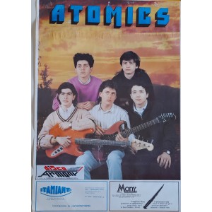 ATOMICS -  Poster  promo  gruppo musicale  - anni '80 / 95,0  X  66,0  cm.  c.a.