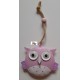 GUFO  ROSA  -  ciondolo in metallo  con cordino