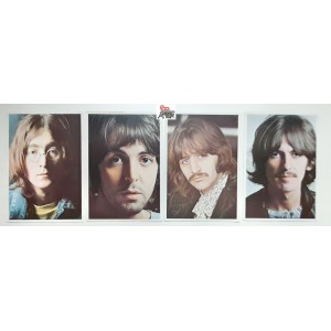 The   BEATLES   set  4 maxi foto ritratti  a colori / Usate  con segni del tempo