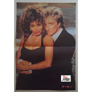 TINA TURNER   -  ROD STEWART    - poster   allegato  a  CIAO   2001  -  Nuovo
