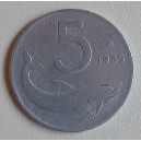 Moneta da Lire 5 del 1955 - REPUBBLICA ITALIANA ( Delfino / Circolata)