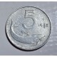 Moneta  da Lire 5  del 1955 - REPUBBLICA ITALIANA  ( Delfino   /  Circolata)