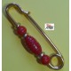 "SPILLA color ORO  con INSERTI in  LEGNO ROSSO "  ( pins   -  vintage)