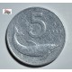 Moneta  da Lire 5  del 1953 - REPUBBLICA ITALIANA  ( Delfino   /  Circolata)