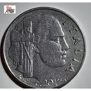 Moneta  da Centesimi  20 del 1940 - Vittorio  Emanuele III  RE e IMP.   - ITALIA