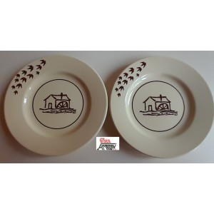 MULINO BIANCO  "LE RONDINI  '"  Set  2 Piatti   - BARILLA  / Nuovi  con craquel&eacute;