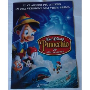  Brochure del film  in versione dvd / blu-ray  "PINOCCHIO  70° ANNIVERSARIO"  + poster - Walt Disney