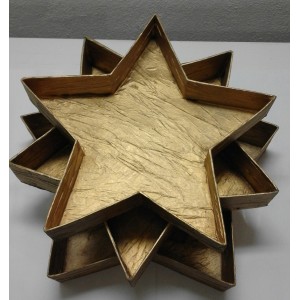 Set 3 CONTENITORI a forma di STELLE con COPERCHI  in cartone  dorato