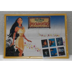 LITOGRAFIA DA COLLEZIONE "POCAHONTAS E GLI AMICI DELL&rsquo;AVVENTURA" Tavola con 6 FRANCOBOLLI - WALT DISNEY